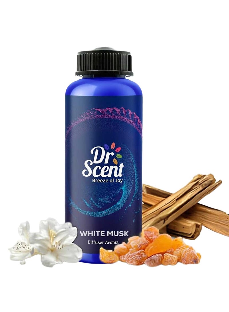 Dr Scent زيت عطر دكتور سينت ديفيوزر مسك أبيض (1000 مل) - روزي، مسك أبيض، زهور، توابل، نوتات بودرية، ورد دمشقي، لبان، خشب كشمير وخشب الصندل | صنع في المملكة المتحدة - Image 1
