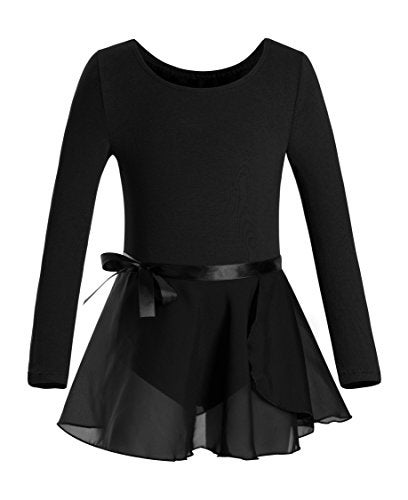 DANSHOW Girls Team Basic Long Sleeve Leotard with Skirt Kid Dance Ballet Tutu Dress(KD3028-XL-06) - Image 1