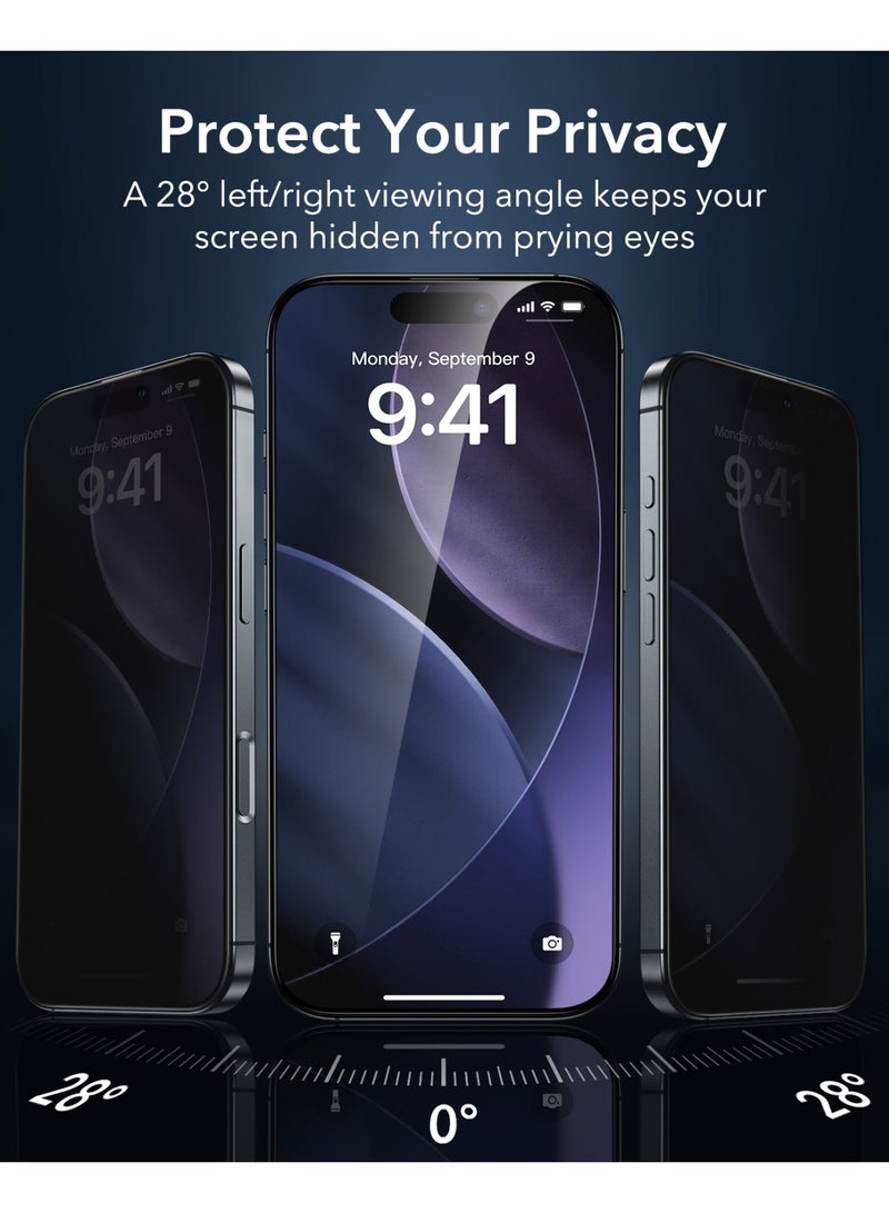 اي اس ار حماية شاشة خصوصية ESR 3 عبوة زجاج 9H+ لجهاز iPhone 17 Pro Max، [مضاد للكسر من الدرجة العسكرية وعالي المتانة] زجاج Armorite المضاد للتجسس مع صينية UltraFit - Image 3