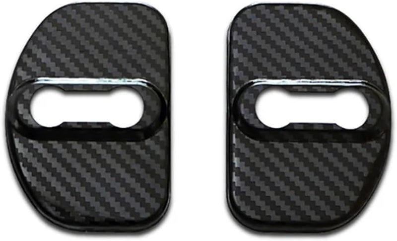 Car Door Lock Cover 8pcs Stainless Steel Rustproof Protective Shell Carbon Style - Image 2