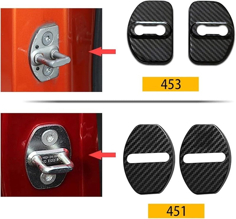 Car Door Lock Cover 8pcs Stainless Steel Rustproof Protective Shell Carbon Style - Image 5