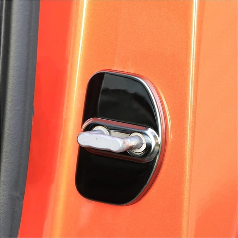 Car Door Lock Cover 8pcs Stainless Steel Rustproof Protective Shell Carbon Style - Image 4