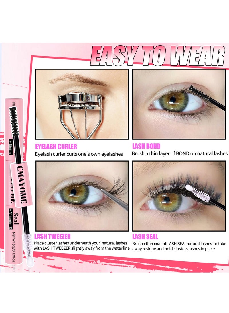 Generic False Eyelashes DIY Lash Extension Kit - Individual Cluster Lashes 584 Pcs, 6 Styles - Dense Natural Lashes with Tweezers, Glue & Remover - Reusable Eyelash Extension  - Image 5