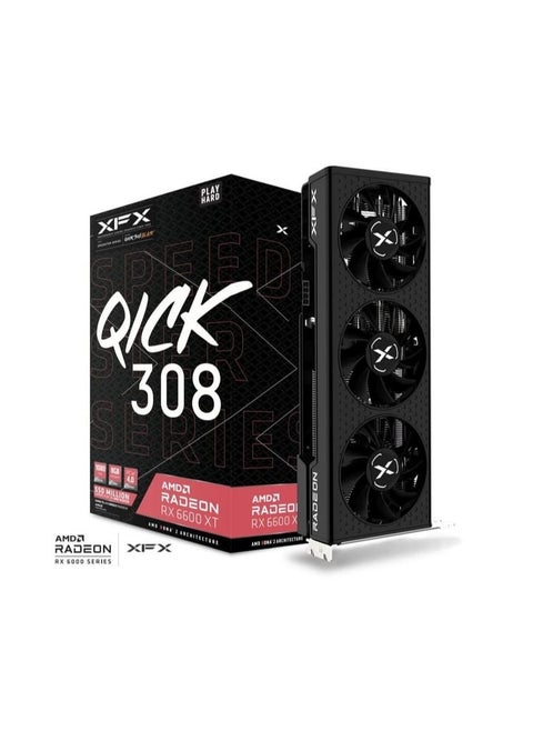 XFX Speedster QICK 308 AMD Radeon™ RX 6600 XT Black Gaming Graphics Card with 8GB GDDR6, AMD RDNA™ 2