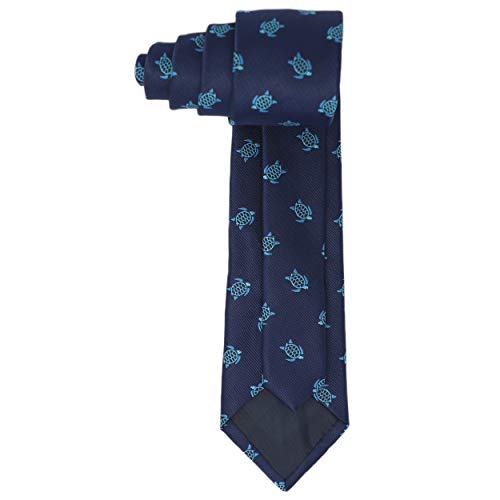 MENDEPOT Microfiber Jacquard Sea Turtle Pattern Necktie Blue Tortoise Animal tie - Image 5