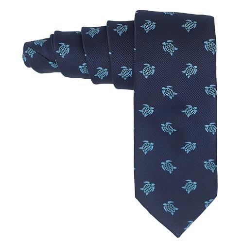 MENDEPOT Microfiber Jacquard Sea Turtle Pattern Necktie Blue Tortoise Animal tie - Image 4