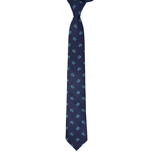 MENDEPOT Microfiber Jacquard Sea Turtle Pattern Necktie Blue Tortoise Animal tie - Image 3