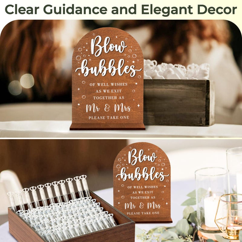 Stofinity Blow Bubbles Wedding Sign Stand - Bubbles For Wedding Send Off Ideas, Rustic Wedding Decor For Ceremony And Reception - Image 4