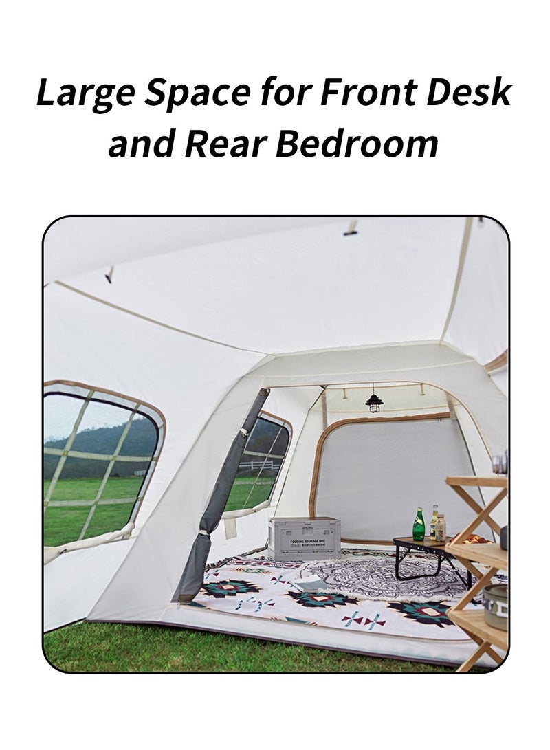 ليوكور خيمة تخييم من 4 إلى 8 أشخاص، خيمة نزهة رياضية خارجية للسفر، خيمة عائلية خفيفة الوزن، مقاومة للأشعة فوق البنفسجية ومقاومة للماء والرياح مع تصميم من 3 مناطق، أبيض 240 × (240 + 80 + 70) × 155 سم - Image 2