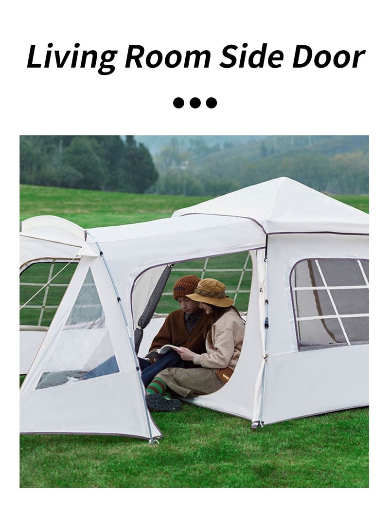 ليوكور خيمة تخييم من 4 إلى 8 أشخاص، خيمة نزهة رياضية خارجية للسفر، خيمة عائلية خفيفة الوزن، مقاومة للأشعة فوق البنفسجية ومقاومة للماء والرياح مع تصميم من 3 مناطق، أبيض 240 × (240 + 80 + 70) × 155 سم - Image 5