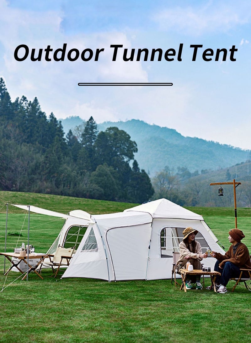 ليوكور خيمة تخييم من 4 إلى 8 أشخاص، خيمة نزهة رياضية خارجية للسفر، خيمة عائلية خفيفة الوزن، مقاومة للأشعة فوق البنفسجية ومقاومة للماء والرياح مع تصميم من 3 مناطق، أبيض 240 × (240 + 80 + 70) × 155 سم - Image 4