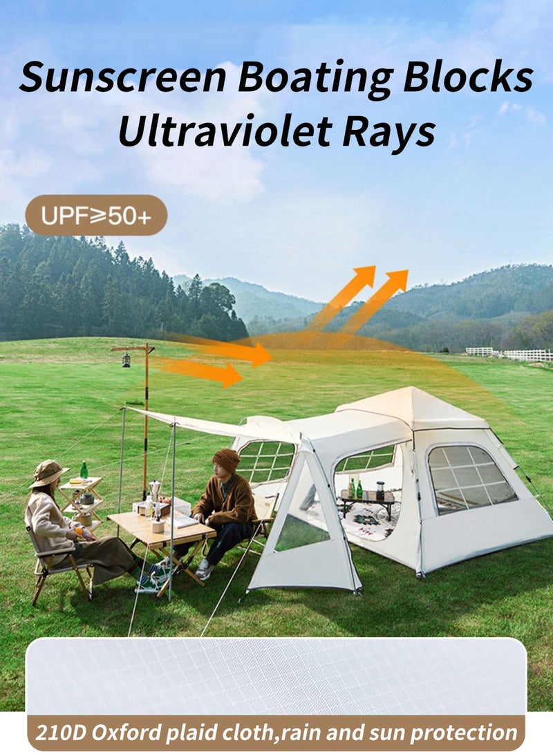 ليوكور خيمة تخييم من 4 إلى 8 أشخاص، خيمة نزهة رياضية خارجية للسفر، خيمة عائلية خفيفة الوزن، مقاومة للأشعة فوق البنفسجية ومقاومة للماء والرياح مع تصميم من 3 مناطق، أبيض 240 × (240 + 80 + 70) × 155 سم - Image 3