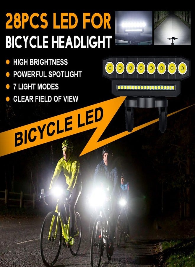 Sidaqi Bike Light 28LED USB Rechargeable Bicycle Headlight with Horn 7 Modes Waterproof Super Bright Bike Lights for Night Riding, Bicycle Bike Headlight for Mountain Off-Road Cycling - Image 2