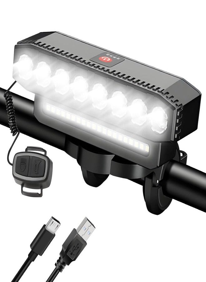 Sidaqi Bike Light 28LED USB Rechargeable Bicycle Headlight with Horn 7 Modes Waterproof Super Bright Bike Lights for Night Riding, Bicycle Bike Headlight for Mountain Off-Road Cycling - Image 1