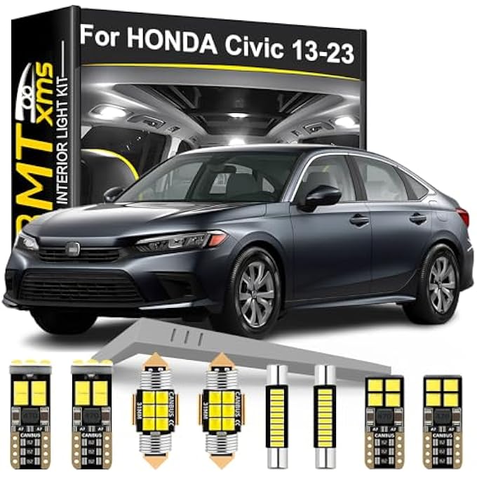 BMT xms 8 Pieces Led Interior Light Kit Replacement For Honda Civic 5D 10Th 20132023 6000K Cool White Bulbs - Image 1