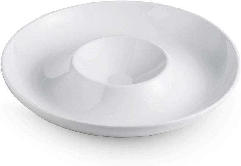 LAUCHUH Porcelain Chip and Dip Serving Set Divided Serving Trays Appetizers and Cheeses Serving Platter Compartment Dish for Thanksgiving, Christmas, Snack, Fruit, Veggies, Candy, 12-inch Set of 1 - Image 1