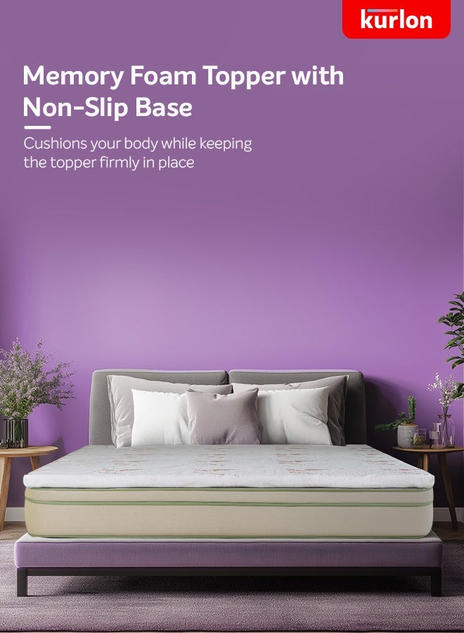 Kurlon غطاء مرتبة كيرلون | فوم ميموري | قماش مضاد للانزلاق مع خيوط باردة | حجم سوبر كين (200L X 200W X 5H سم) - Image 2