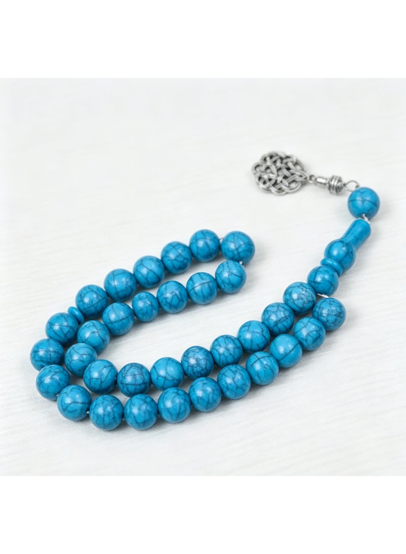 Nariele 33 Pcs Turquoise Texture Round Muslim Tasbih Prayer Beads Vintage Hollow Islamic Silver Ornaments Adjustable Portable Dhikr Counting Rosary For Mosque Home Worship Single Pack - Image 5