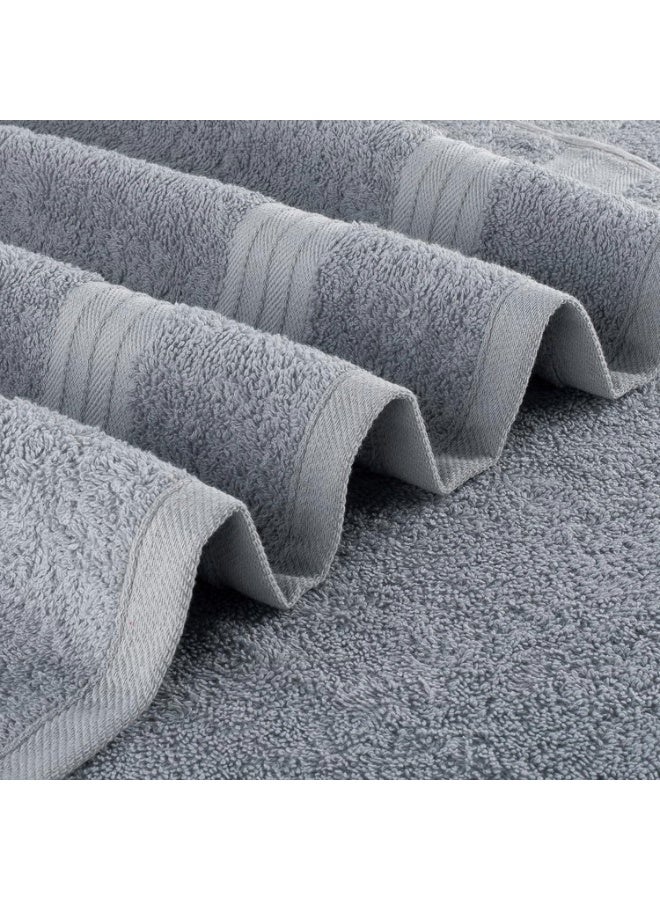 Amber Home Bath Towel Set (4 Pack, 70 X 140 cm) - 600 GSM 100% Combed Cotton Quick Drying Highly Absorbent Thick Bathroom Towels - Soft Hotel Quality for Bath and Spa, Light Grey - Image 2