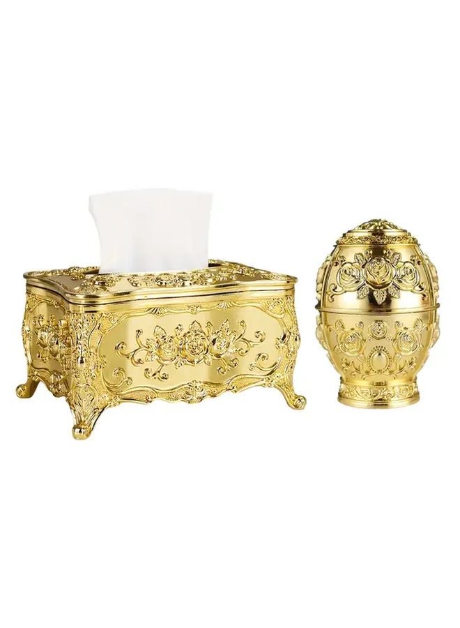 Golden European Retro Tissue Box And Toothpick Holder Set For Kitchen Hotel Restaurant - Image 5
