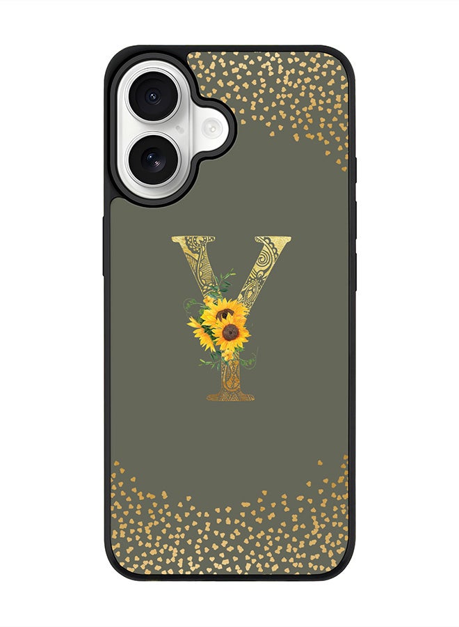 Stylizedd iPhone 17 Case, [Compatible with MagSafe] Slim Magnetic cover Phone Case iPhone 17 -Custom Floral Monogram - Y  (Olive Green ) - Image 1