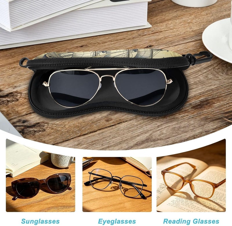 KLL Old Vintage Ocean Map Pirate Ship glasses case for women Ultra Light Zipper snap closure pouching for Men Women - Image 4