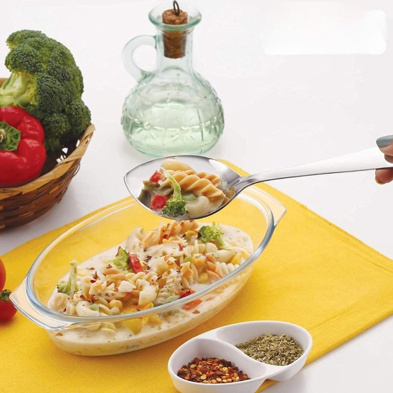 Regalo Regalo Serving Tools Stainless Steel 4 Piece Heavy Gauge Non-Stick Set of 1 Soup Ladle (Karchi), 2 Solid Spoon (Chamcha) and 1 Rice Spoon for Serving Soup/Curry/dal/Rice/Pasta (servingcombo-1) - Image 2