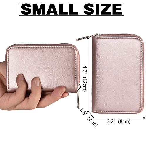 Easyoulife Genuine Leather Credit Card Holder Zipper Wallet With 26 Card Slots (Rose Gold) - Image 4