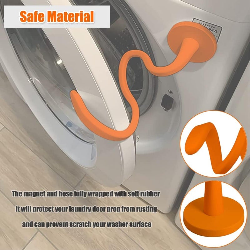 eHuangTools Front Load Washer Door Prop and Stopper - Magnetic Washing Machine Door Holder with 2.6-Inch Magnet Base, Removable Flexible Washer Door Stopper Keep Washer Door Open to Prevent Odors (Orange) - Image 5