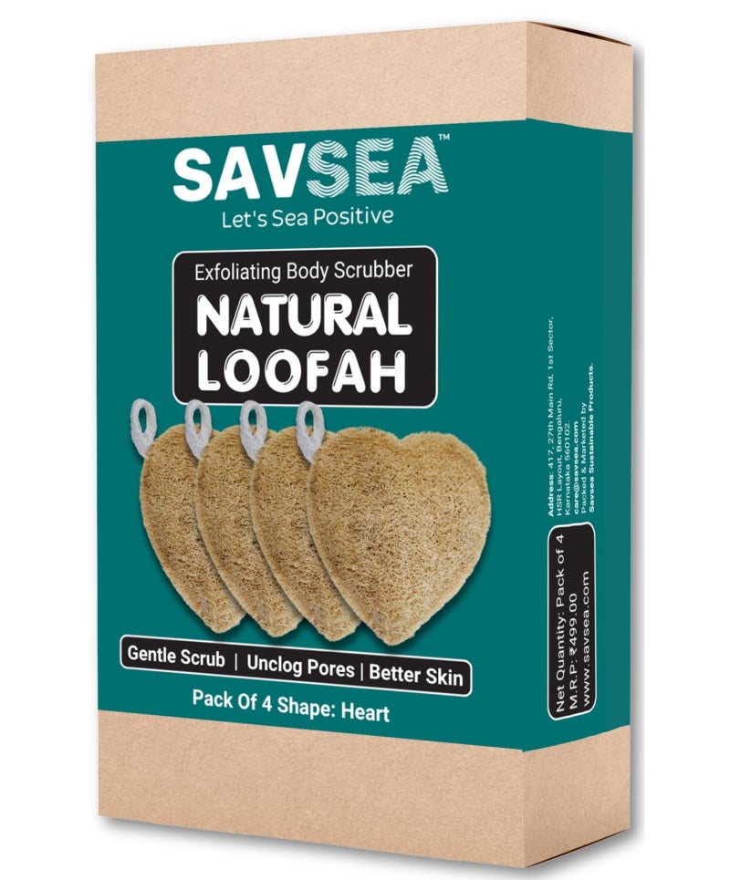 SavSea لوفاة طبيعية للجسم - إسفنجة على شكل قلب للاستحمام (عبوة من 4) | لوفاة مقشرة للجسم وإسفنجة استحمام لتفتيح البشرة | إسفنجة استحمام صديقة للبيئة وقابلة للتحلل الحيوي - Image 5