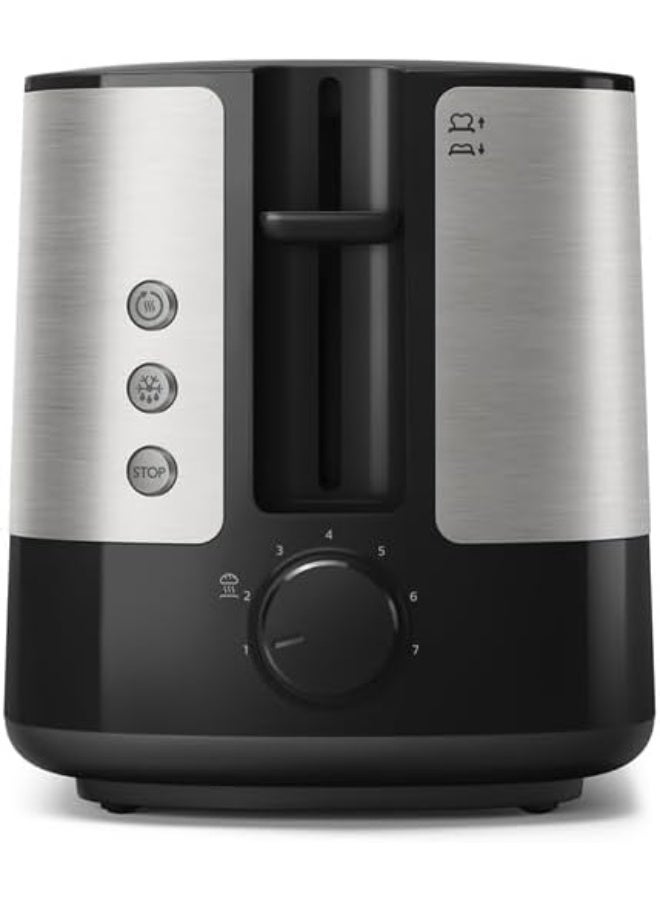 Philips Toaster Viva Collection - Two Wide Slots, 8 Browning Settings, Auto-Off, Defroste Mode, Cancel Button 950 W HD2650/91 Metal/Black - Image 3