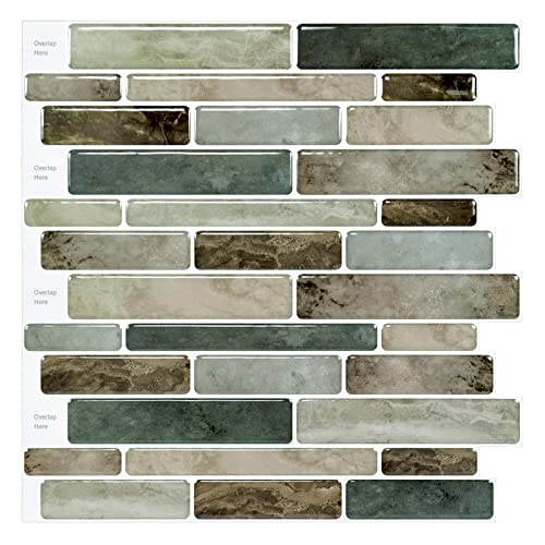 LONGKING Marble Peel and Stick Backsplash for Kitchen, 3D Adhesive Tile Backsplash for Kitchen, Bathroom, Wall Tile, 10 Sheets, 12" x 12" - Image 1