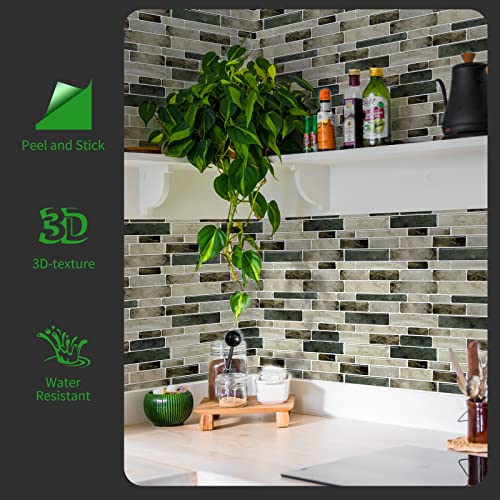 LONGKING Marble Peel and Stick Backsplash for Kitchen, 3D Adhesive Tile Backsplash for Kitchen, Bathroom, Wall Tile, 10 Sheets, 12" x 12" - Image 2