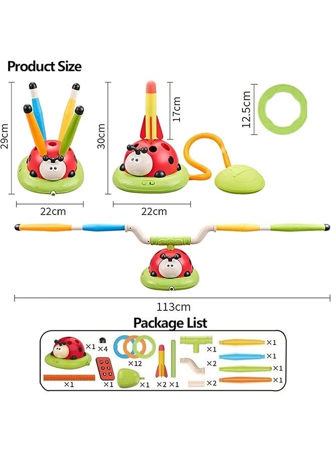 راكاي لعبة القفز الموسيقية المكونة من 3 في 1، لعبة رمي الحلقات ومحطة إطلاق الصواريخ للأطفال، ألعاب خارجية مع جهاز تحكم عن بعد، هدايا عيد ميلاد داخلية وخارجية للأطفال، للبنات والأولاد من عمر 3 سنوات وما فوق - Image 3