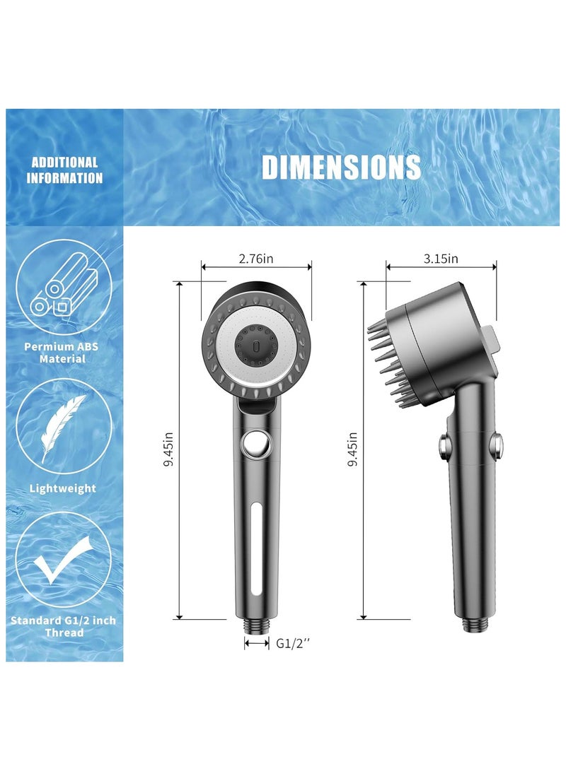 انفلكس رأس دش INFLUX مفلتر مع يد، تدفق مياه عالي الضغط وأوضاع رش متعددة، رأس دش مع فلتر، غسيل قوي للمياه العسيرة، رأس دش مع مفتاح تشغيل/إيقاف لحمامات الحيوانات الأليفة - Image 2
