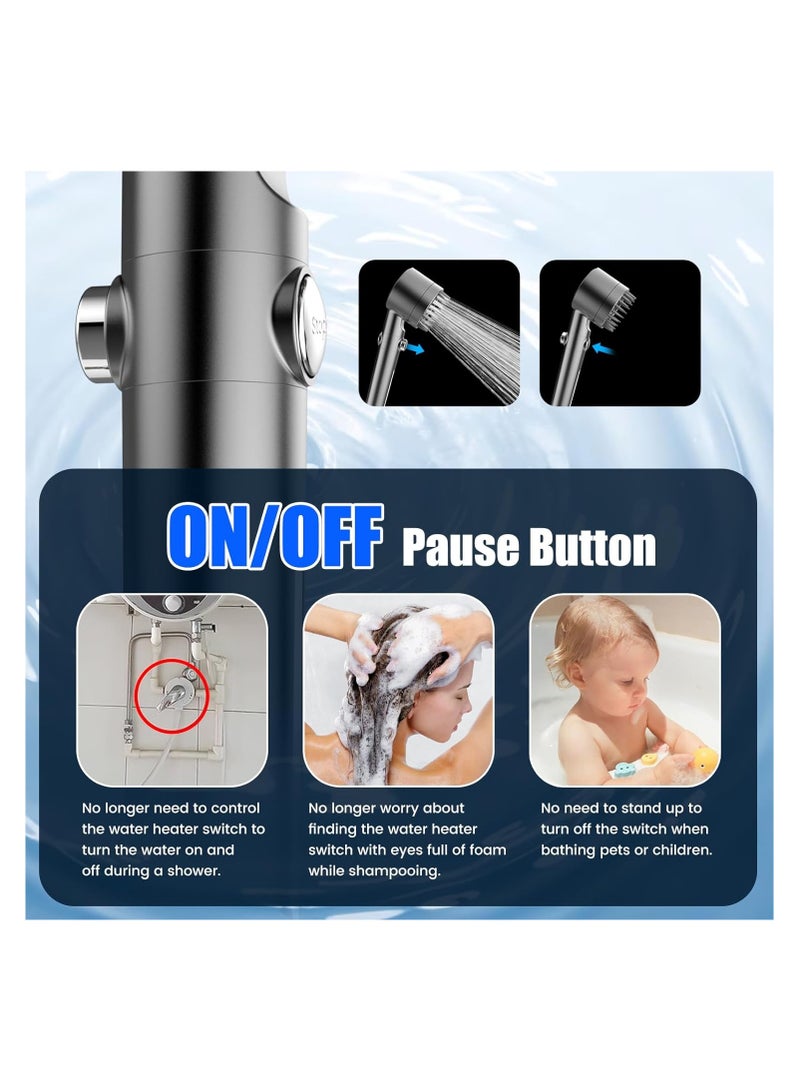 انفلكس رأس دش INFLUX مفلتر مع يد، تدفق مياه عالي الضغط وأوضاع رش متعددة، رأس دش مع فلتر، غسيل قوي للمياه العسيرة، رأس دش مع مفتاح تشغيل/إيقاف لحمامات الحيوانات الأليفة - Image 5