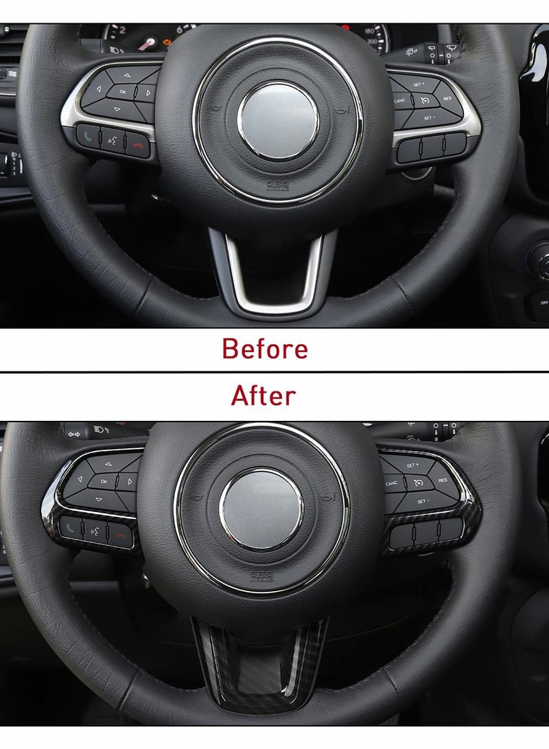SYOSI Car Steering Wheel Carbon Fiber Grain Cover Trim Interior Accessories, for Jeep Renegade 2015-2019 and Jeep Compass 2017-2019, 2pcs  - Image 2