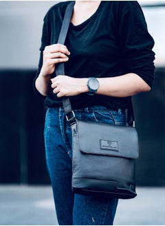 STORYTELLER Build Vegan Leather Crossbody Sling Bag Casual Daypack for Business and Casual Travel Black  - Image 1