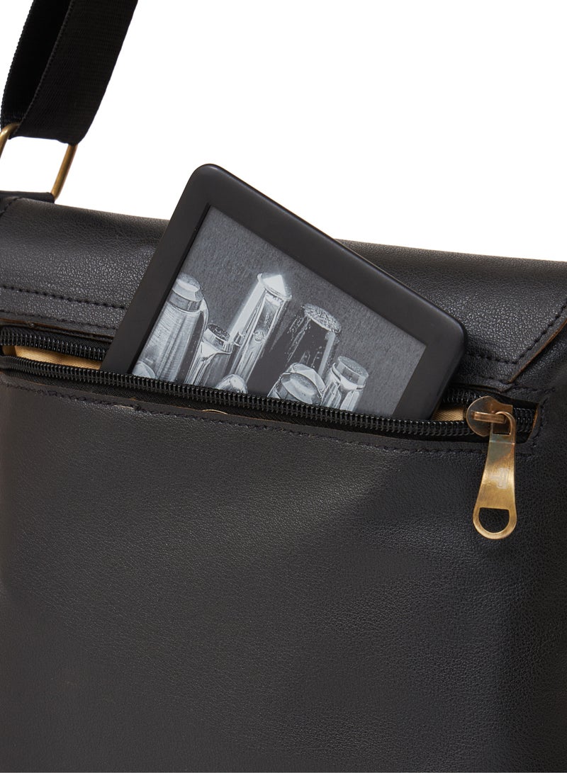 STORYTELLER Build Vegan Leather Crossbody Sling Bag Casual Daypack for Business and Casual Travel Black - Image 5