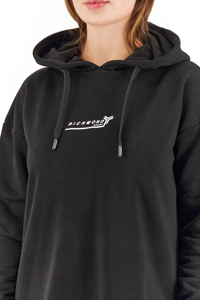 JOHN RICHMOND Women Sportswear Fit Graphic Fleece Sweater Dress, Black - Image 4