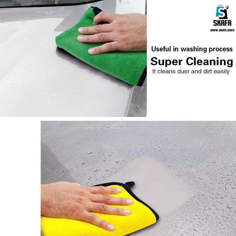 SKAFA 3 Pcs | Car Drying Towel | Microfiber Car Cleaning Cloth | Double Sided,Multipurpose Extra Thick Plush Microfiber Towel Lint Super Absorbent Detailing Towel for Washing,Car,Windows & Kitchen. - Image 4