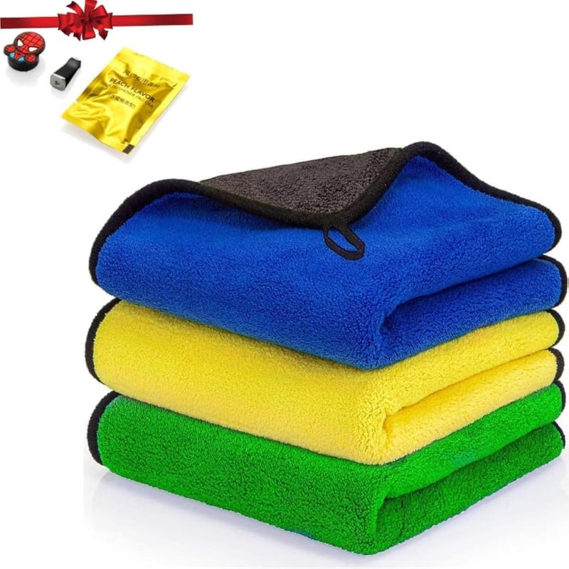SKAFA 3 Pcs | Car Drying Towel | Microfiber Car Cleaning Cloth | Double Sided,Multipurpose Extra Thick Plush Microfiber Towel Lint Super Absorbent Detailing Towel for Washing,Car,Windows & Kitchen. - Image 1
