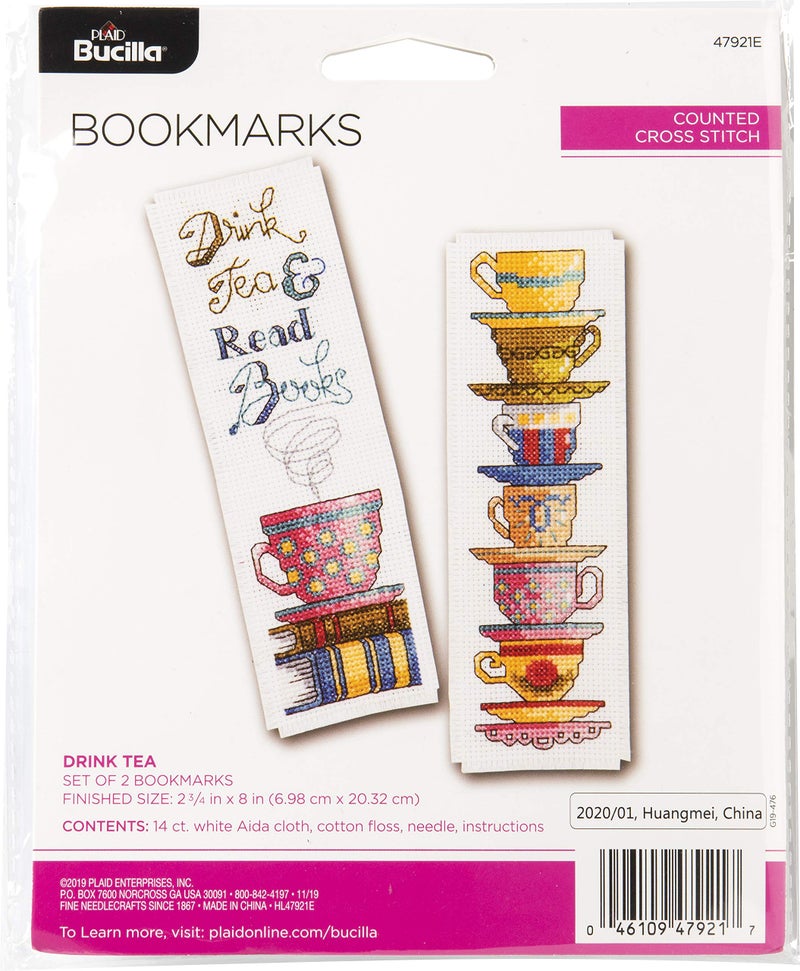 Bucilla Bucilla 47921E Counted Cross Stitch Bookmarks 25 x 8 Set of 2 Mini Drink Tea 