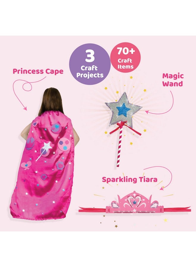 jackinthebox Princess Themed Arts and Crafts for Girls - Make a Cape, Tiara and Wand, Best Gift for Girls Ages 5 6 7 8 Years, 3 Craft Projects in 1 Box - Image 2