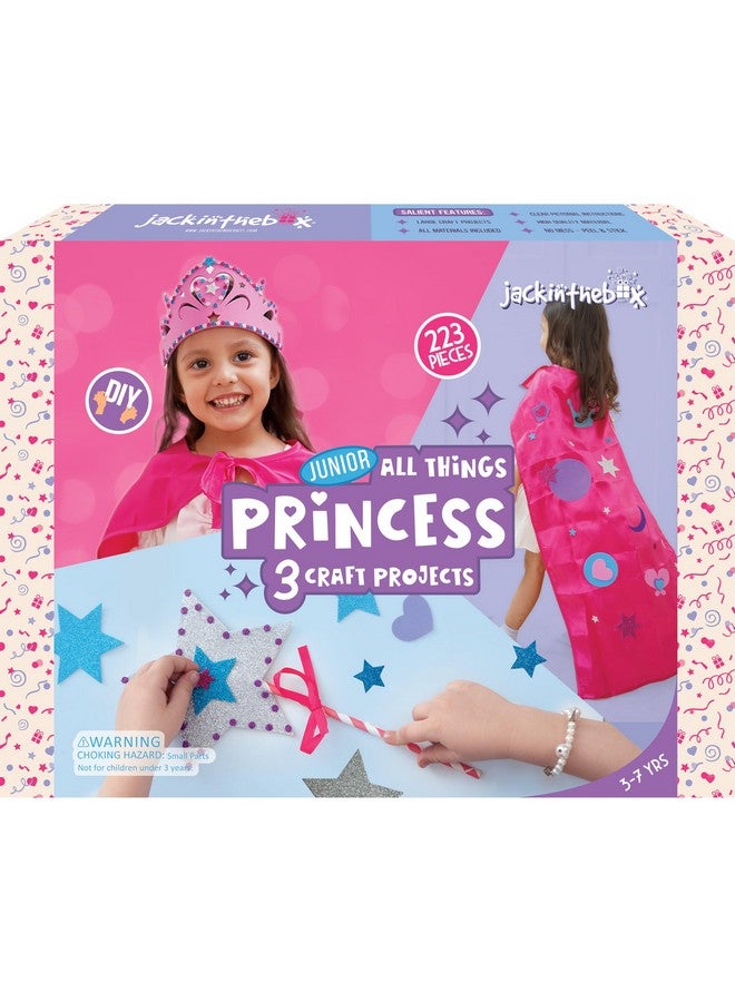 jackinthebox Princess Themed Arts and Crafts for Girls - Make a Cape, Tiara and Wand, Best Gift for Girls Ages 5 6 7 8 Years, 3 Craft Projects in 1 Box - Image 1
