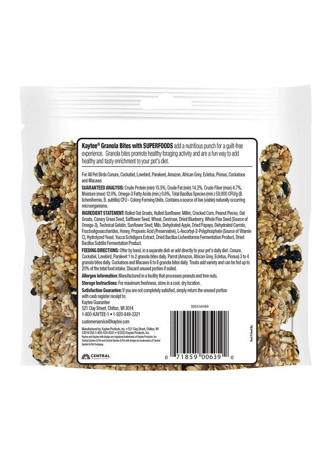 Kaytee Granola Bites with Super Foods Granola Bites and Flax for Pet Birds Conure, Cockatiel, Lovebird, Parakeet, Amazon, African Grey, Ecletus, Pionus, Cockatoos and Macaws, 4.50 Ounce (Pack of 1) - Image 2