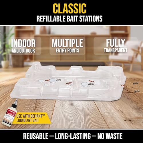 Catchmaster فخاخ النمل القابلة لإعادة الاستخدام من كاتشماستر DEFIANT (عبوة 16) - قاتل النمل السائل الفعال - الطُعم غير متضمن - قابلة للتكديس، متعددة الأسطح، بدون فوضى، محطات طُعم خفية لمكافحة الآفات - Image 2