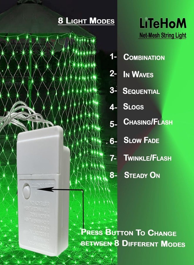 Litehom أضواء خيطية شبكية LED من لايت هوم - أضواء ديوالي LED لتزيين المنزل 6.6 قدم × 6.6 قدم 144 مصباح LED (شبكة خضراء 2 × 2) - Image 3