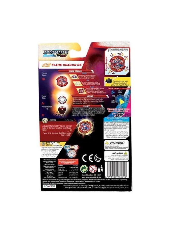 BEYBLADE BURST Takara Tomy-Beyblade-Beybattle Burst Flare Dragon D5 | Right Spinning Stamina Type Top | Gift for Beyblade Lovers and Kids - Image 4