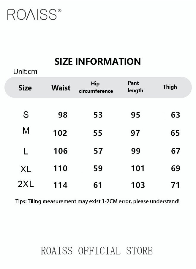 roaiss Student Sweatpants Side Ribbon Knit Straight and Loose Fit Casual Pants  - Image 4